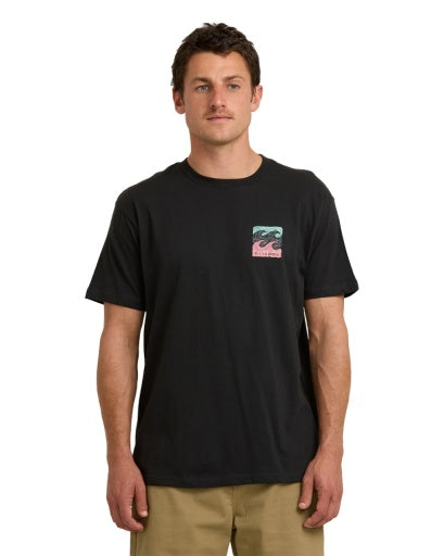Billabong Crayon Wave Premium Short Sleeve Tee Men's Washed Black