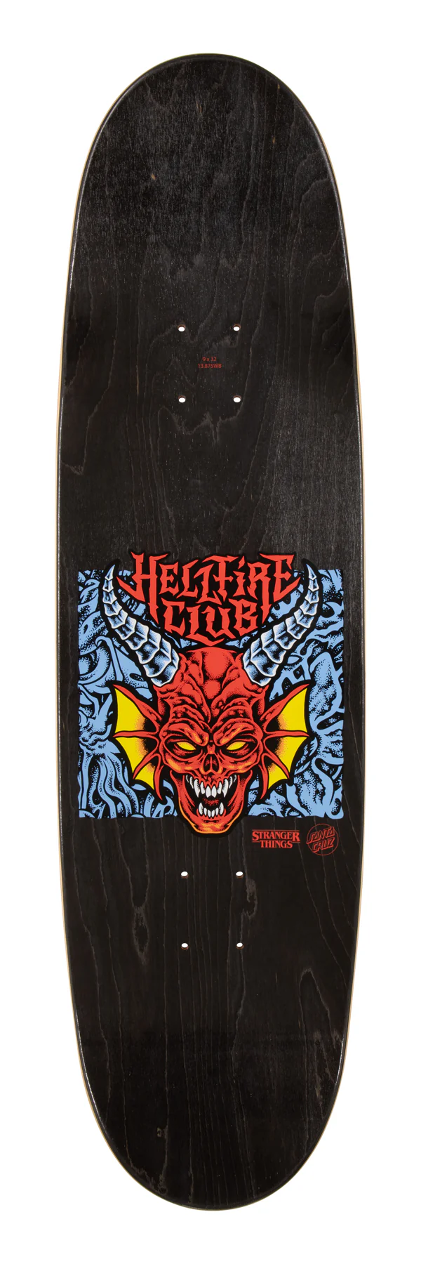 Santa Cruz Stranger Things Hellfire Club Flames Skateboard Deck 9.0
