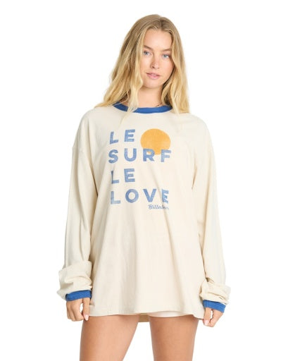 Billabong Le Love Surf Long Sleeve Ringer Women's White Cap
