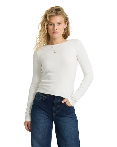Billabong All I Need Long Sleeve Knit Top Women's White Cap