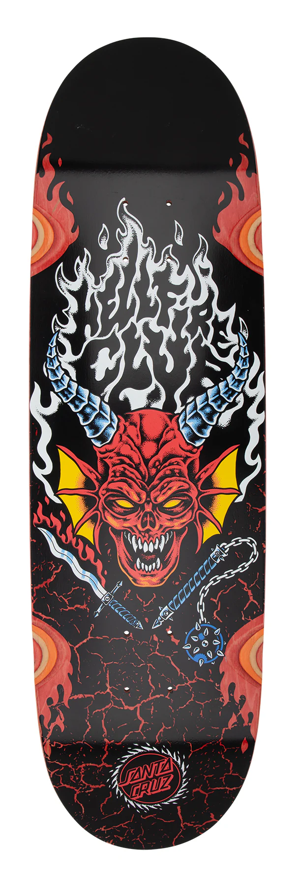 Santa Cruz Stranger Things Hellfire Club Flames Skateboard Deck 9.0