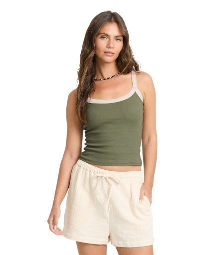 Billabong All Time Tank Top Women's Blue Smoke White Cap
