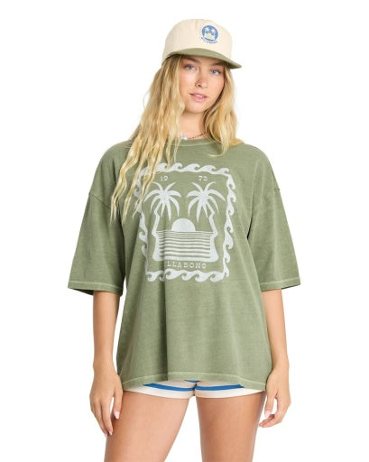 Billabong Wave Stamp Short Sleeve Tee Women's Army Green