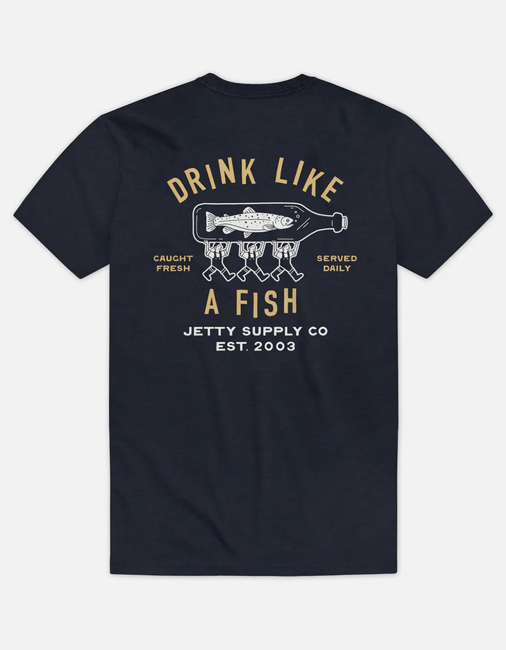 Jetty Bottle Service Tee Men's Navy Short Sleeve
