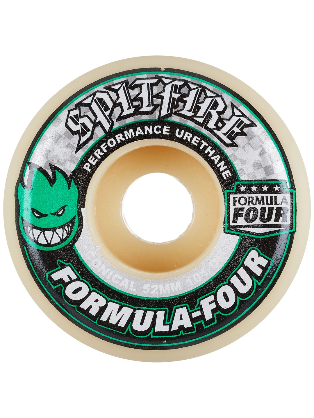 Spitfire Formula Four 101a Conical Green Print Skateboard Wheels 53mm